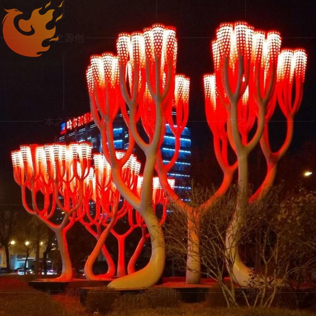  Luminous tree fiberglass resin sculpture 